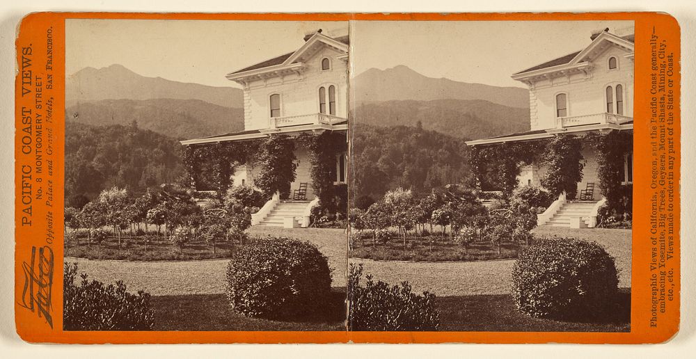 View of house and garden, California by John Rudolph Leavenworth