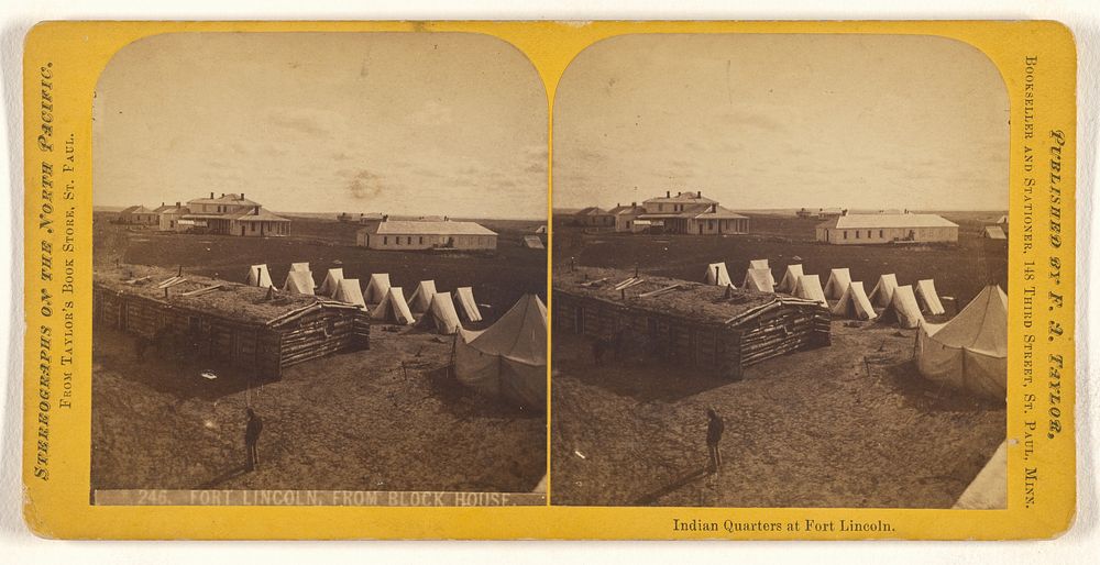 Fort Lincoln, From Block House/Indian Quarters at Fort Lincoln. by F A Taylor