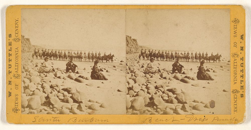 Santa Barbara, California Beach - Dress Parade/Holiday party down the Beach, Carpinteria Valley in background by W N Tuttle