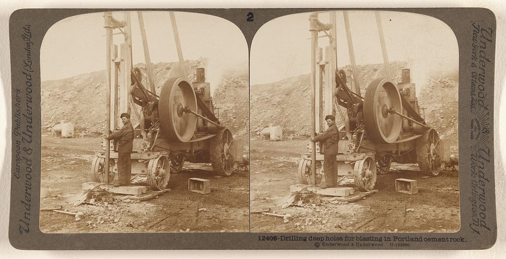 Driling deep holes for blasting in Portland cement rock. by Underwood and Underwood