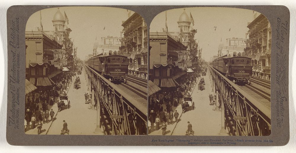 New York's great "shopping" district and Elevated Railway. - Sixth Avenue from 18th St. by Strohmeyer and Wyman