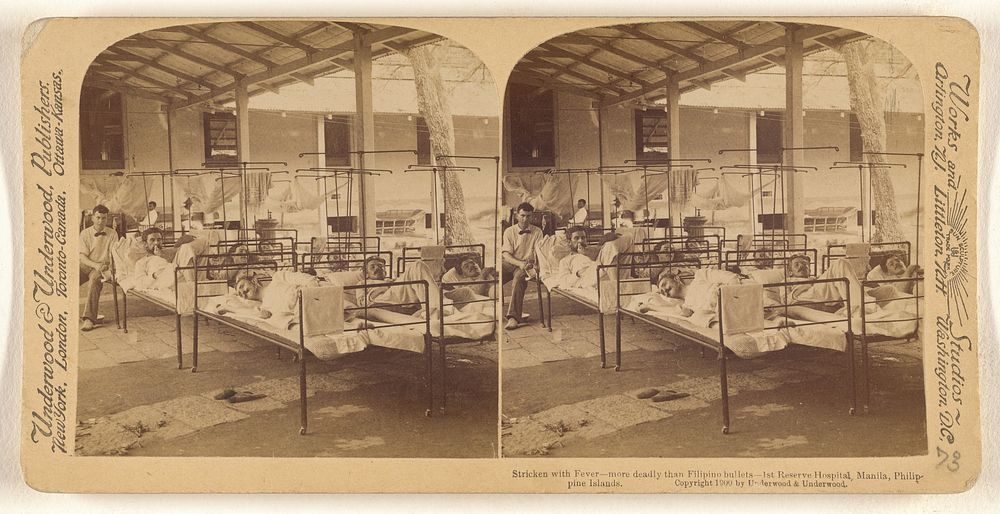 Stricken with fever - more deadly than Filipino Bullets - 1st Reserve Hospital, Manila, Philippines Islands. by Underwood…