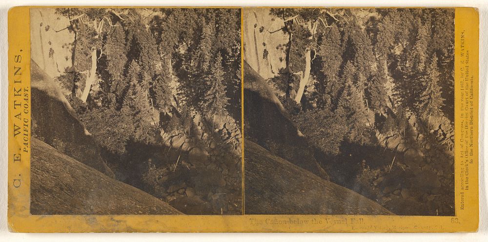 The Canon below the Vernal Fall, Yosemite Valley, Mariposa County, Cal. by Carleton Watkins