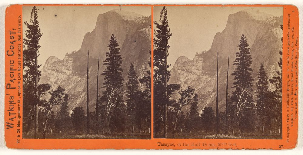 Tasayac, or the Half Dome, 5000 feet, Yosemite Valley, Mariposa County, Cal. by Carleton Watkins
