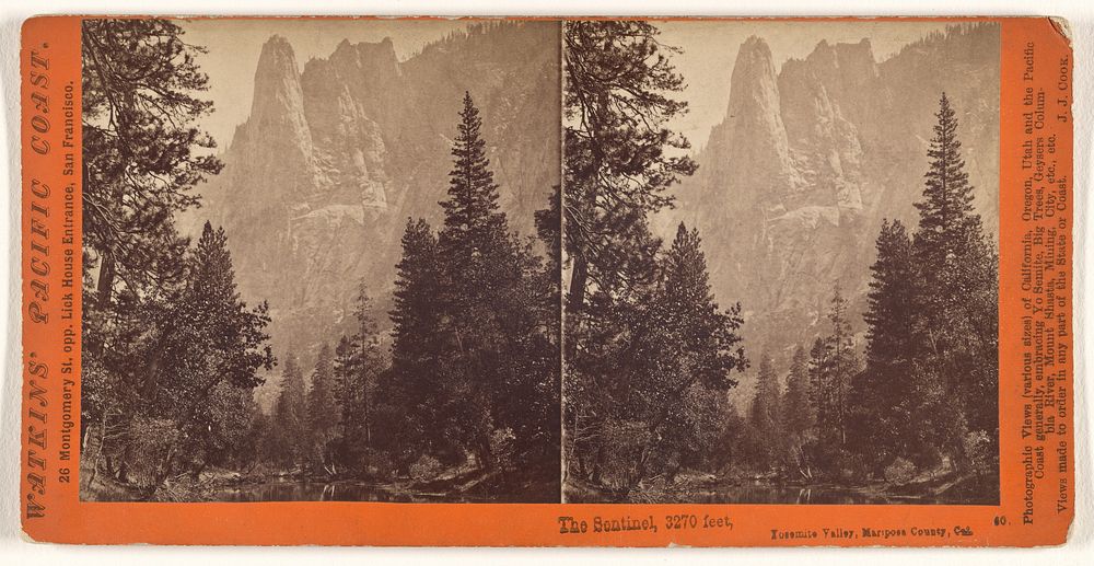 The Sentinel, 3270 feet, Yosemite Valley, Mariposa County, Cal. by Carleton Watkins
