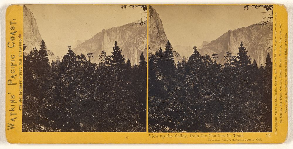 View up the Valley, from the Coulterville Trail, Yosemite Valley, Mariposa County, Cal. by Carleton Watkins