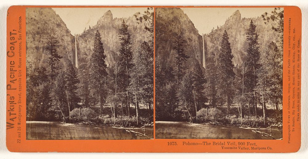Pohono - The Bridal Veil, 900 feet, Yosemite Valley, Mariposa Co. by Carleton Watkins