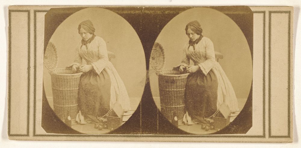 Woman scraping some foodstuffs into a tall basket
