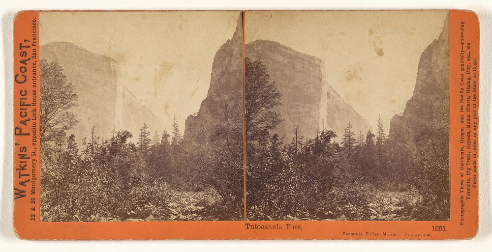Tutocanula Pass, Yosemite Valley, Mariposa County, Cal. by Carleton Watkins