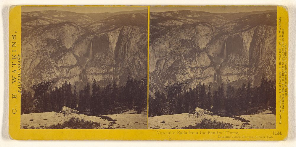 Yosemite Falls from the Sentinel Dome, Yosemite Valley, Mariposa County, Cal. by Carleton Watkins