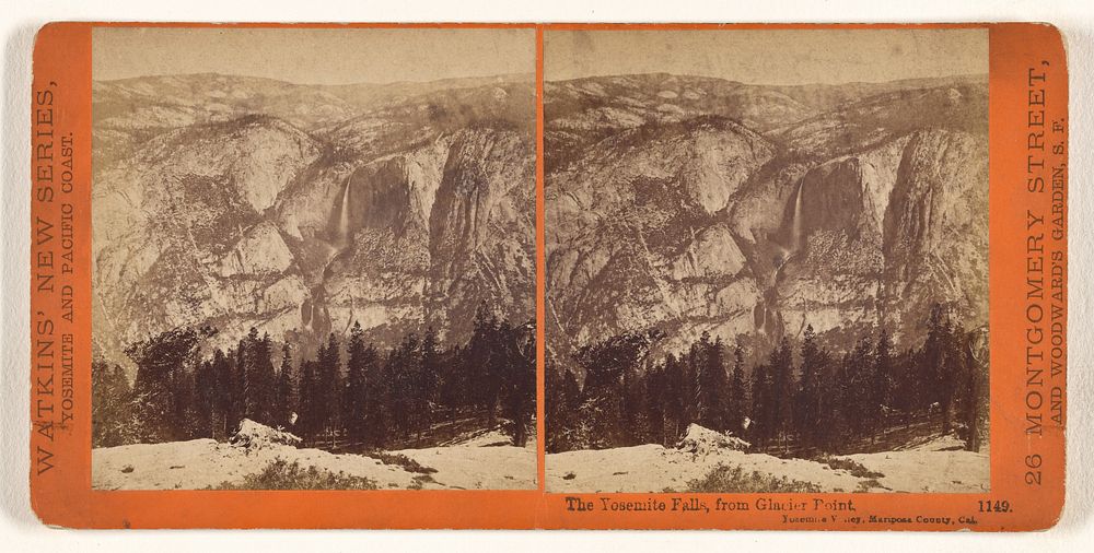 The Yosemite Falls, from Glacier Point, Yosemite Valley, Mariposa County, Cal. by Carleton Watkins