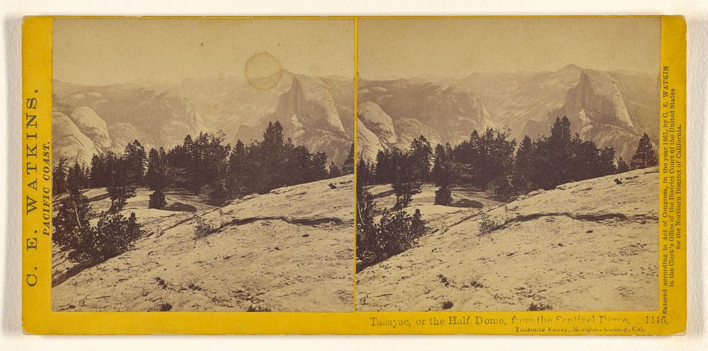 Tasayac, or the Half Dome, from the Sentinel Dome, Yosemite Valley, Mariposa County, Cal. by Carleton Watkins