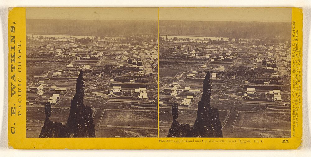 Panorama of Portland and the Willamette River, Oregon. No. 7. by Carleton Watkins