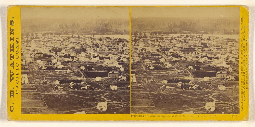 Panorama of Portland and the Willamette River, Oregon. No. 6. by Carleton Watkins