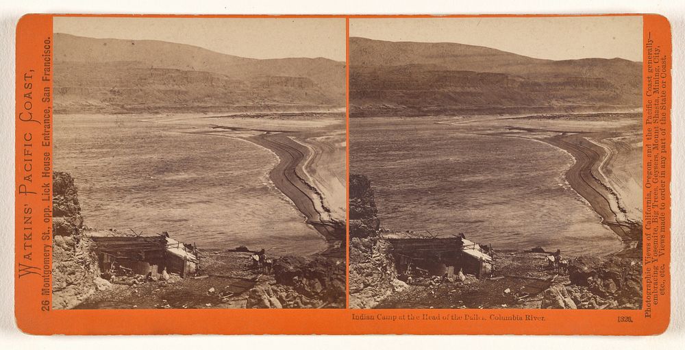 Indian Camp at the Head of the Dalles City, Columbia River. by Carleton Watkins