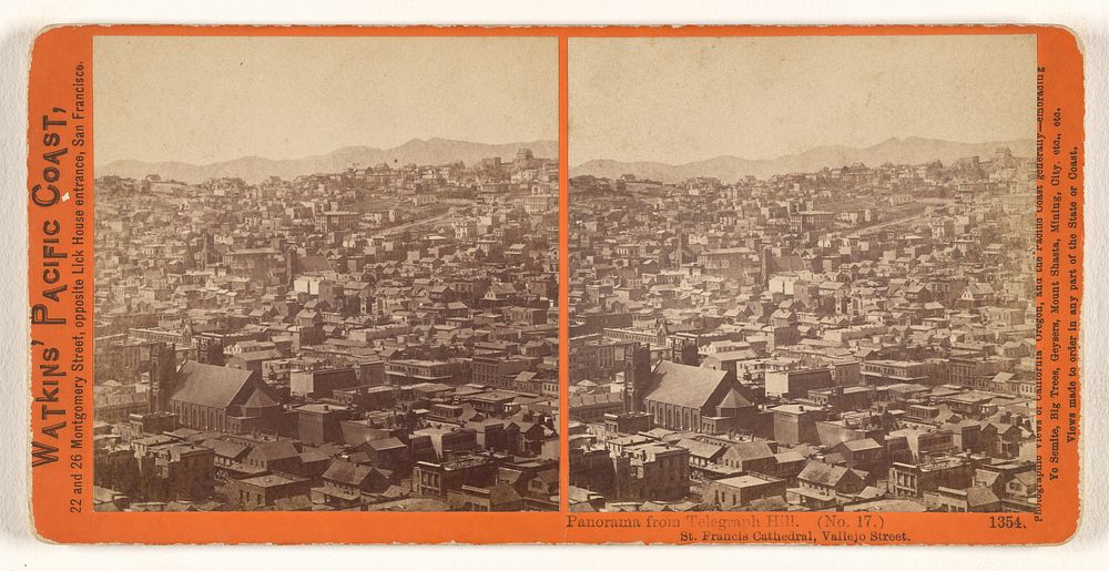 Panorama from Telegraph Hill. (No. 17.) St. Francis Cathedral, Vallejo Street. by Carleton Watkins
