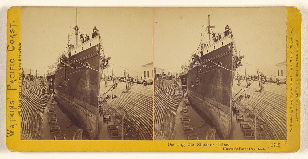 Docking the Steamer China, Hunter's Point Dry Dock by Carleton Watkins