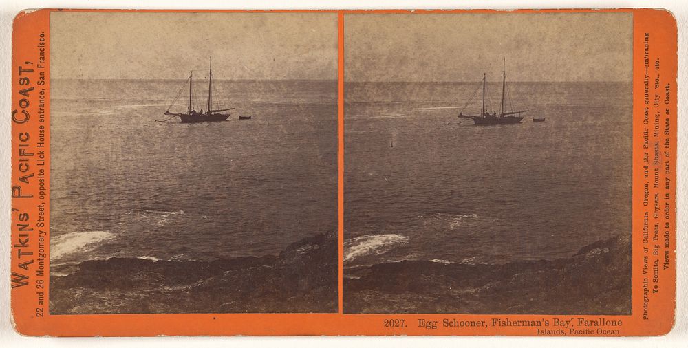 Egg Schooner, Fisherman's Bay, Farallone [sic] Islands, Pacific Ocean. by Carleton Watkins