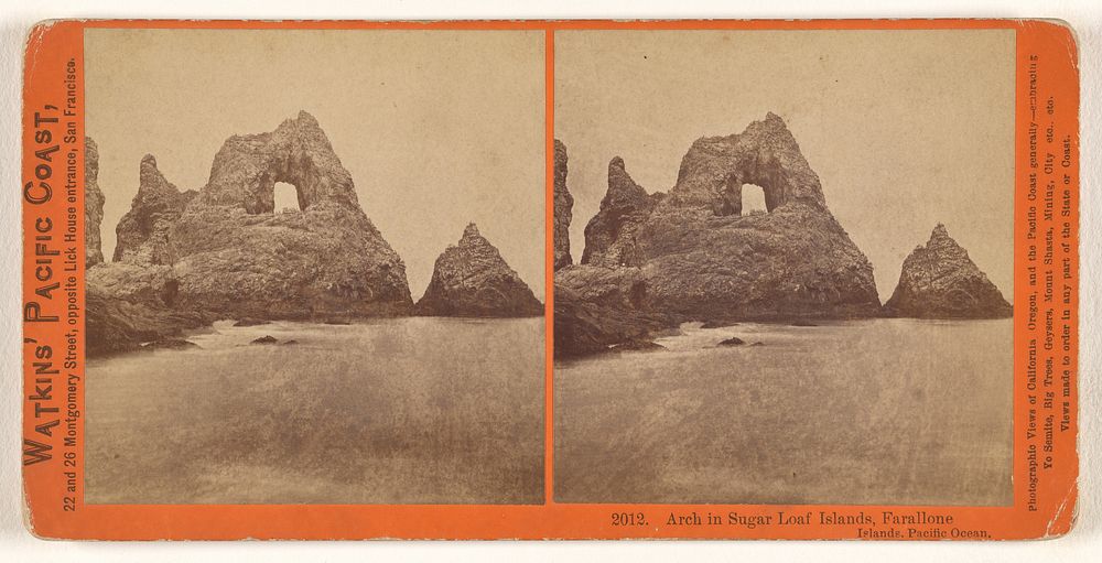 Arch in Sugar Loaf Islands, Farallone [sic] Islands, Pacific Ocean. by Carleton Watkins