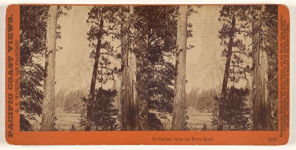 El Capitan, from the Ferry Bend. by Carleton Watkins