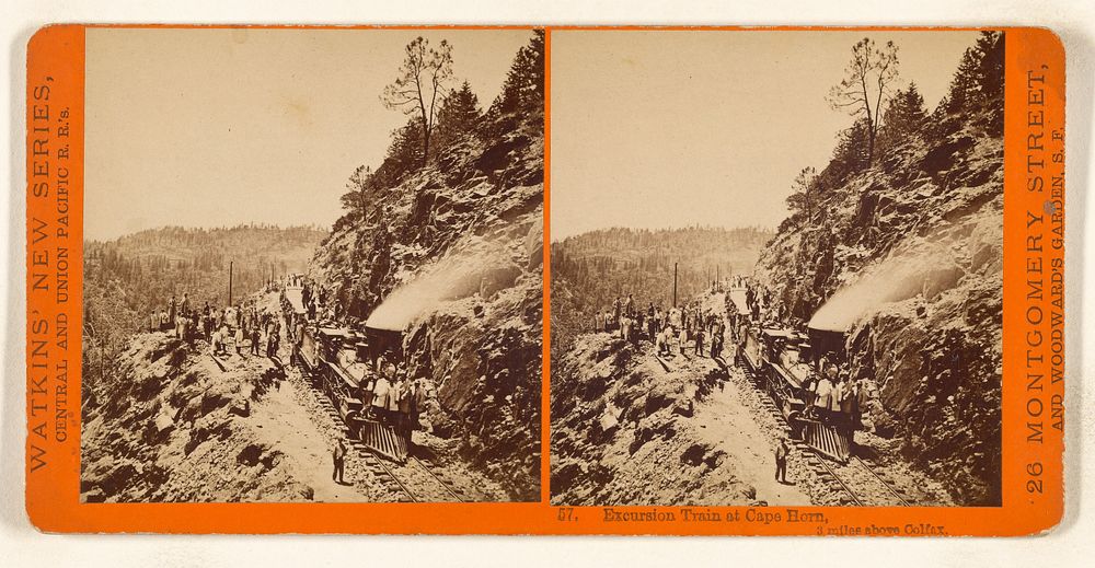 Excursion Train at Cape Horn, 3 miles above Colfax. by Alfred A Hart