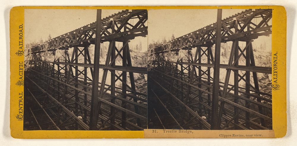 Trestle Bridge, Clipper Ravine, near view. by Alfred A Hart