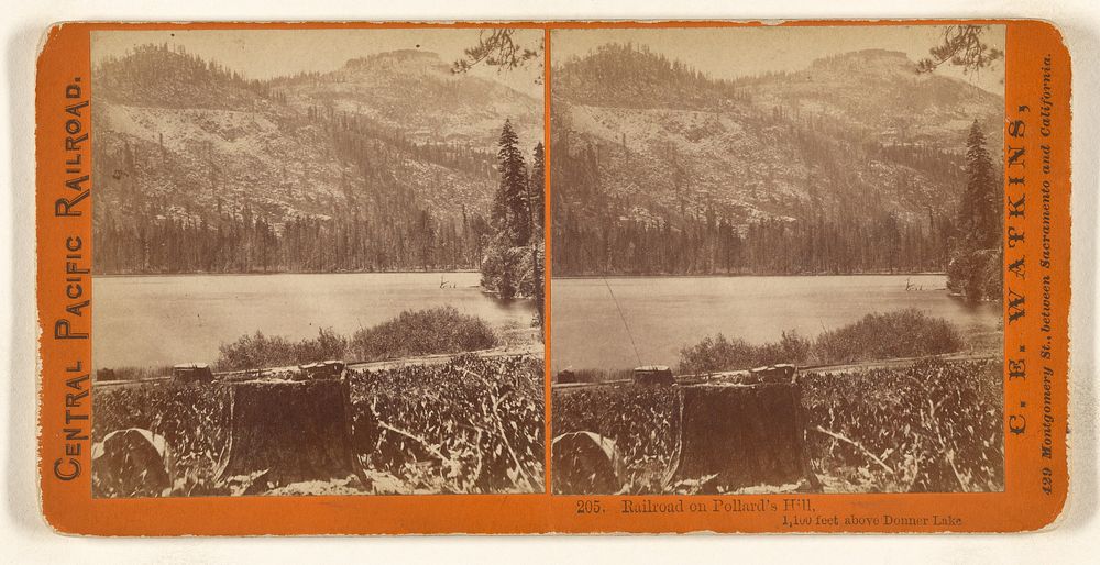 Railroad on Pollard's Hill, 1,100 feet above Donner Lake. by Alfred A Hart