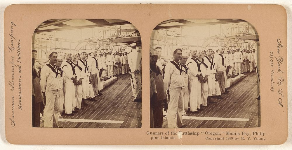 Gunners of the Battleship "Oregon," Manila Bay, Philippine Islands. by R Y Young