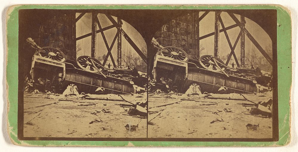 View of the "Colmubia" as it fell. [Ashtabula R.R. Disaster, December 29, 1876] by Wager and Crowell