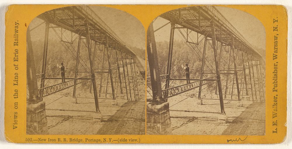 New Iron R.R. Bridge, Portage, N.Y. (side view.) by L E Walker