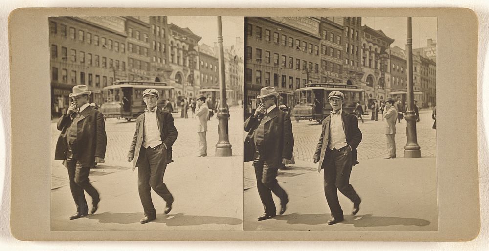 Street scene, Albany, N.Y., two men walking by Julius M Wendt
