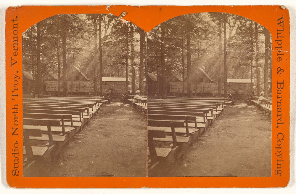 View of a park with numerous benches by Whipple and Barnard