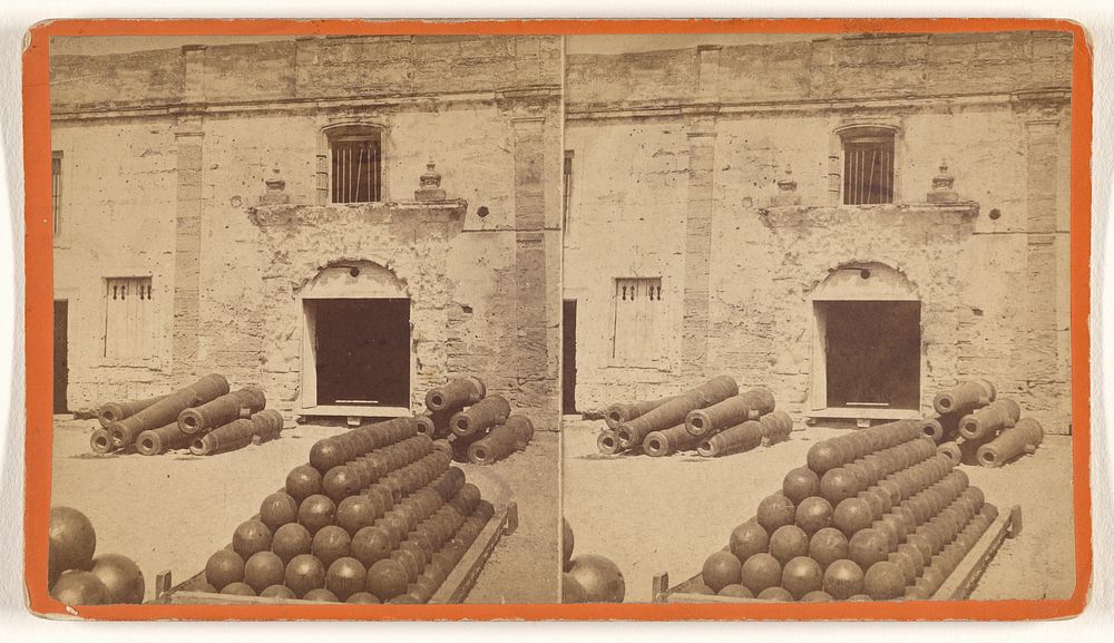 Fort Marion, Interior, showing Entrance to Chapel, and Heavy Ordnance, St. Augustine. by Wilson and Havens