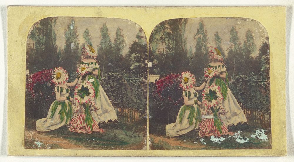 Three women dressed as "flowers"