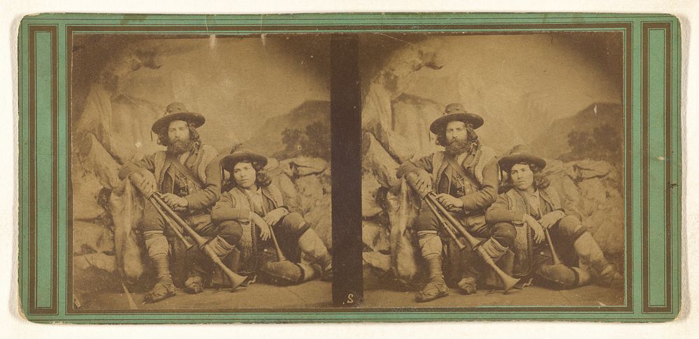 Genre: man and boy seated with muskets