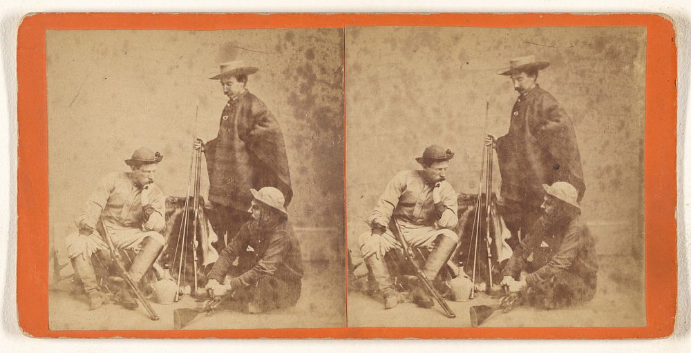 Genre: three men with hats, posed with guns