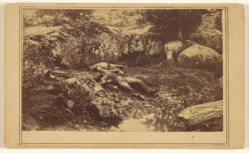 View of Slaughter Pen at Battle of Gettysburg. by Alexander Gardner