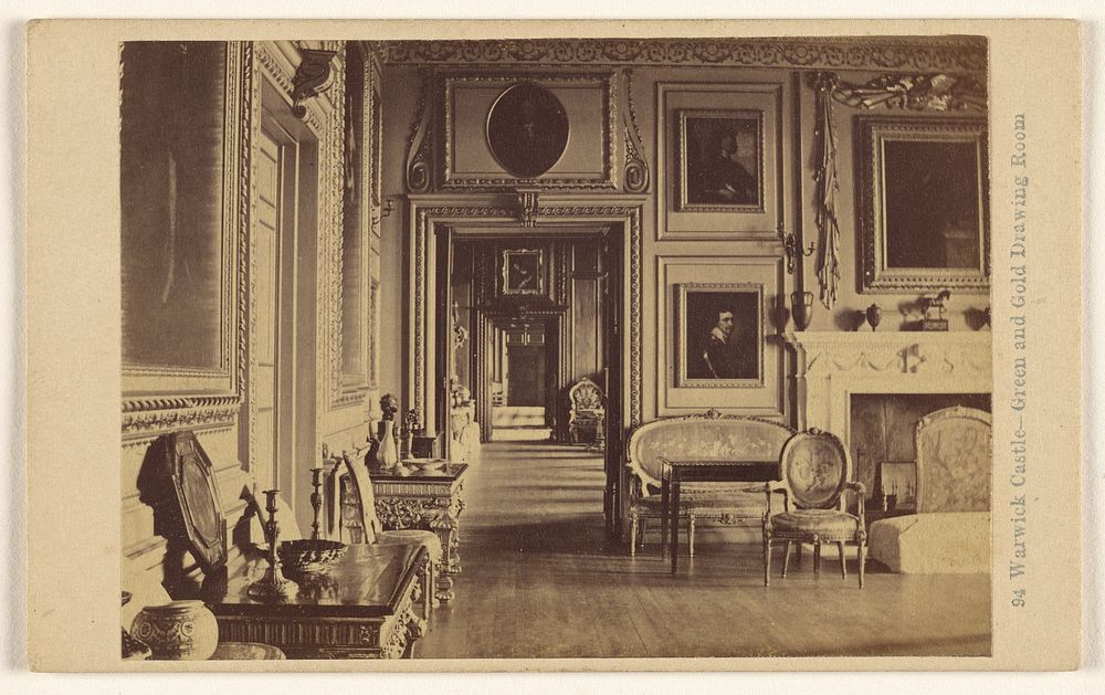 Warwick Castle - Green and Gold Drawing Room by Francis Bedford