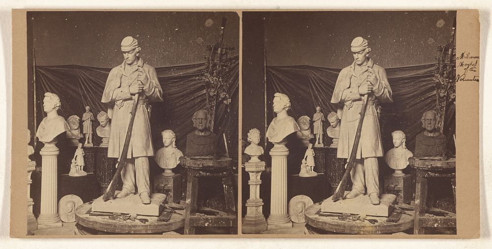 Interior of Milmore's Studio Showing design of Soldier's Monument for the City of Roxbury, Mass.