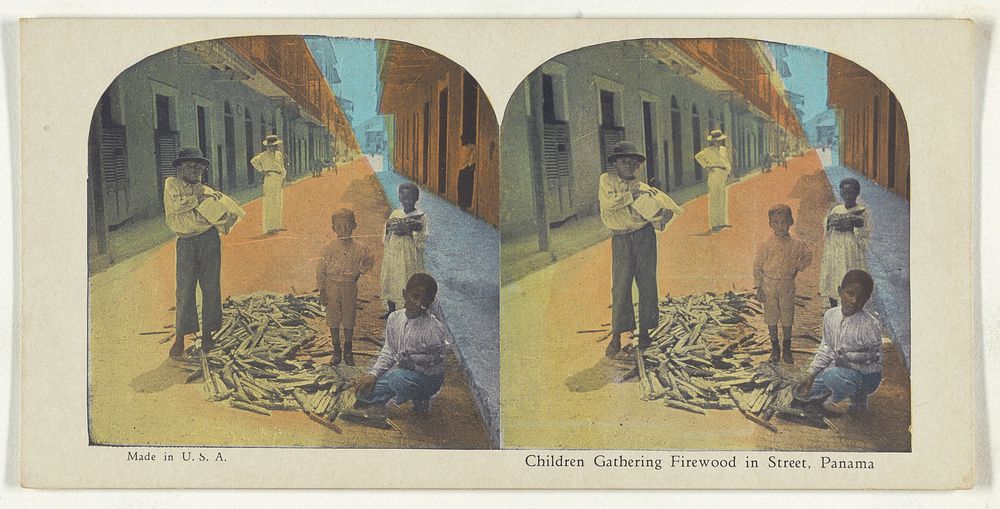 Children Gathering Firewood in Street, Panama