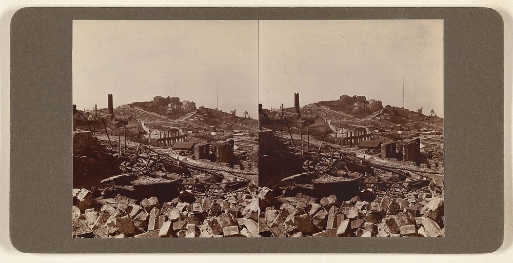 Looking toward Russian Hill from ruins back of Fairmount Hotel, near Sacramento & Powell st., San Francisco by George F…