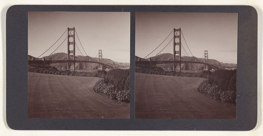 San Francisco, California. View of the Golden Gate Bridge from near the toll plaza looking toward Marin County hills... by…