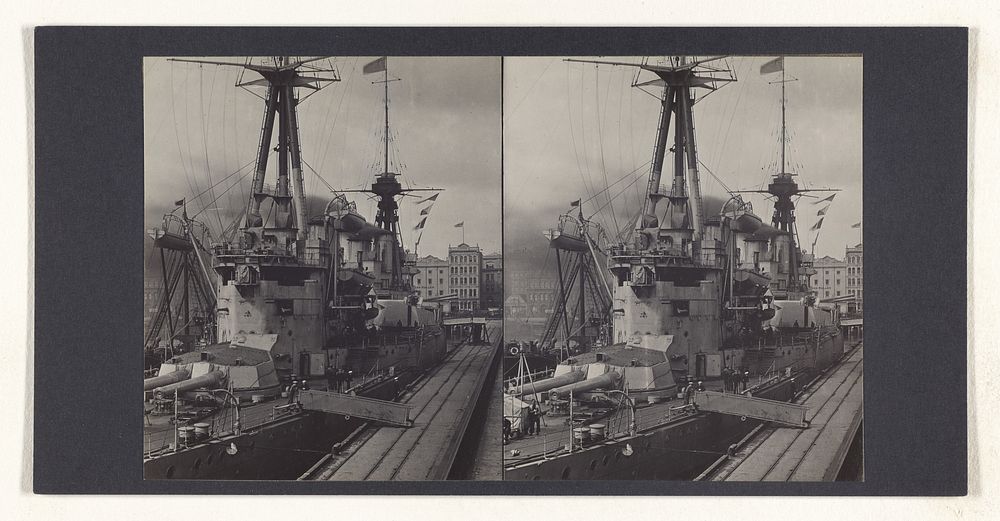 H.M.S. New Zealand (Battle Cruiser) at Queen Wharf, Auckland, N.Z. by James Douglas Richardson