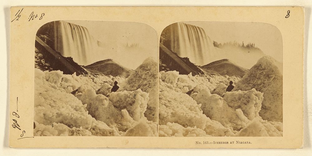 Icebergs at Niagara, As seen at the foot of the American Fall. by London Stereoscopic and Photographic Company