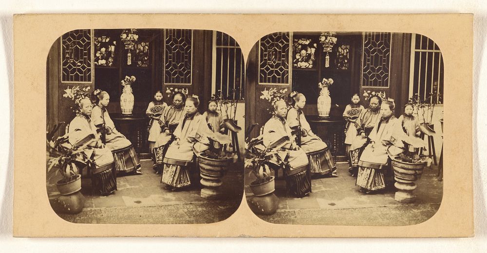 Canton. Group of Chinese Ladies of Rank Dressed in Evening Costume. by Pierre Joseph Rossier and Negretti and Zambra