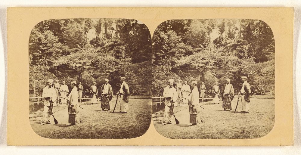 Jeda. Group of Japanese Officers, with Mr. Gower, Attache to the British Legation at Jeda. by Pierre Joseph Rossier and…