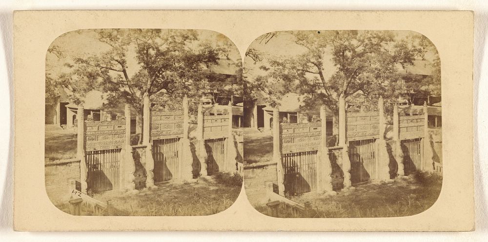 Canton. Carved Gates, in the Garden of the Allied Commissioners' Yamun. by Pierre Joseph Rossier and Negretti and Zambra