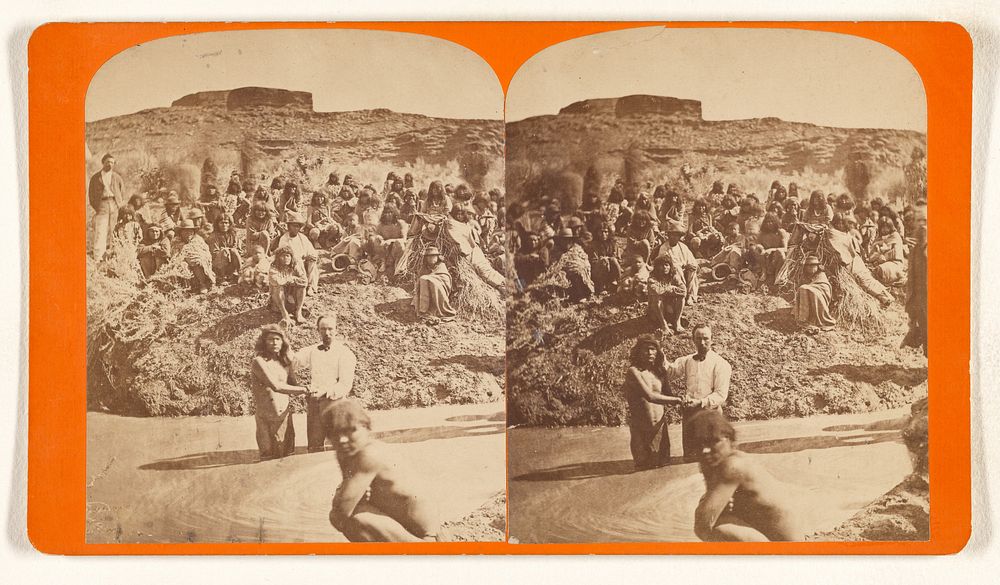 Baptism of 130 Indians of the Shebit Nation at St. George, by The Mormons. by C R Savage