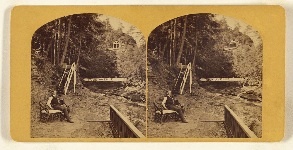 Annex. Taughanic Falls, N.Y. View from the top of Main Falls, taking in the stairs to picnic ground, bridge and Eagle's…