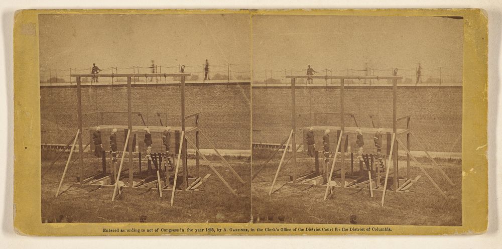 Execution of the Conspirators. The Suspension. July 7, 1865. by Alexander Gardner